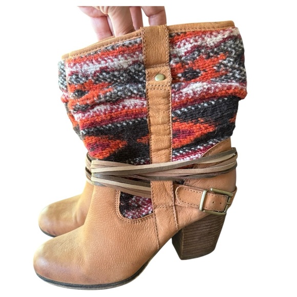 SALE $38. Steve Madden Tolteca Cognac Leather Southwest Mid Calf Boots. Size 9 - Picture 6 of 12